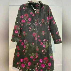 Agnes and Dora Winter Wild Flower Flannel Shirt Dress